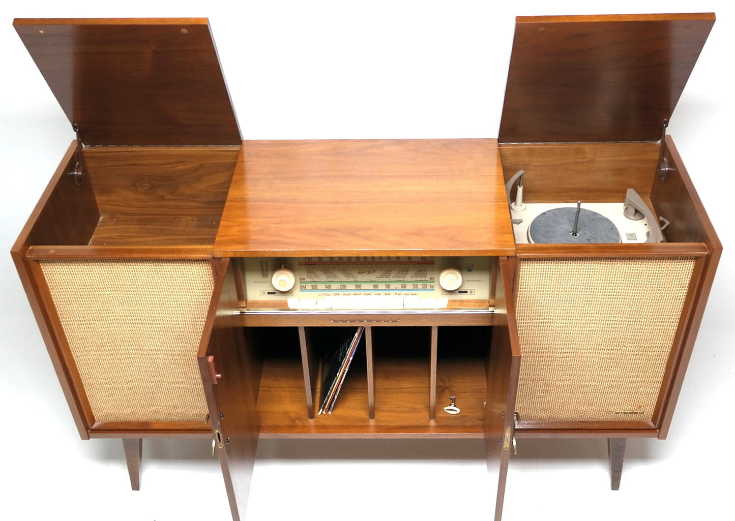 Mid Century Blaupunkt Stereo Console Record Changer - Bluetooth - AM/FM - Record Storage The Vintedge Co.