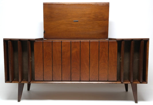 Mid Century Zenith Stereo Console Louver Doors Record Player Changer - Bluetooth -  AM/FM Tuner The Vintedge Co.