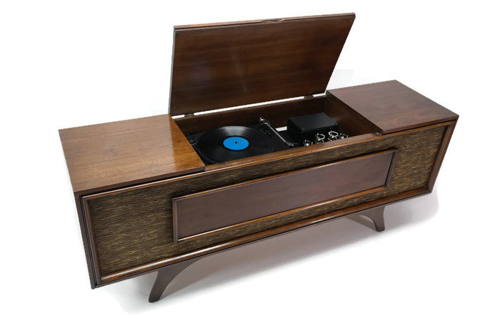 **SOLD OUT** The Vintedge Co™ - TURNTABLE READY SERIES™ - GE LONG-AND-LOW Modern Turntable Record Player Stereo Console The Vintedge Co.
