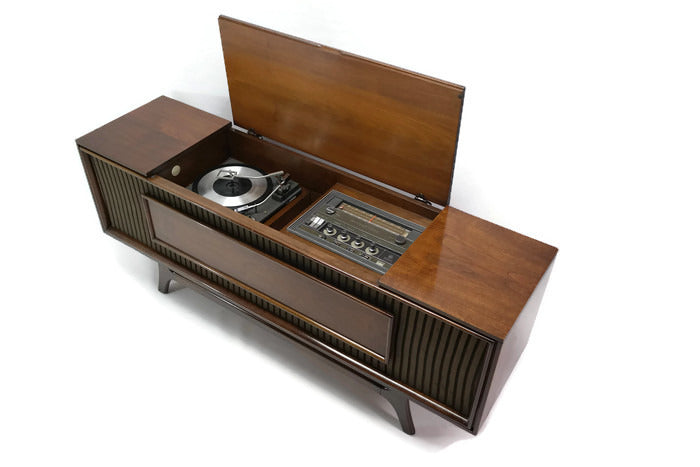 **SOLD OUT** GE Long and Low Record Player Changer Stereo Console The Vintedge Co.
