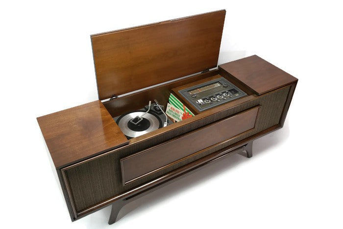 **SOLD OUT** GE Long and Low Stereo Console Record Player Changer The Vintedge Co.
