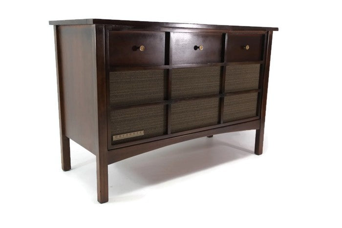 **SOLD OUT**  MOTOROLA 3-Channel Dark Walnut Record Player Changer Stereo Console The Vintedge Co.