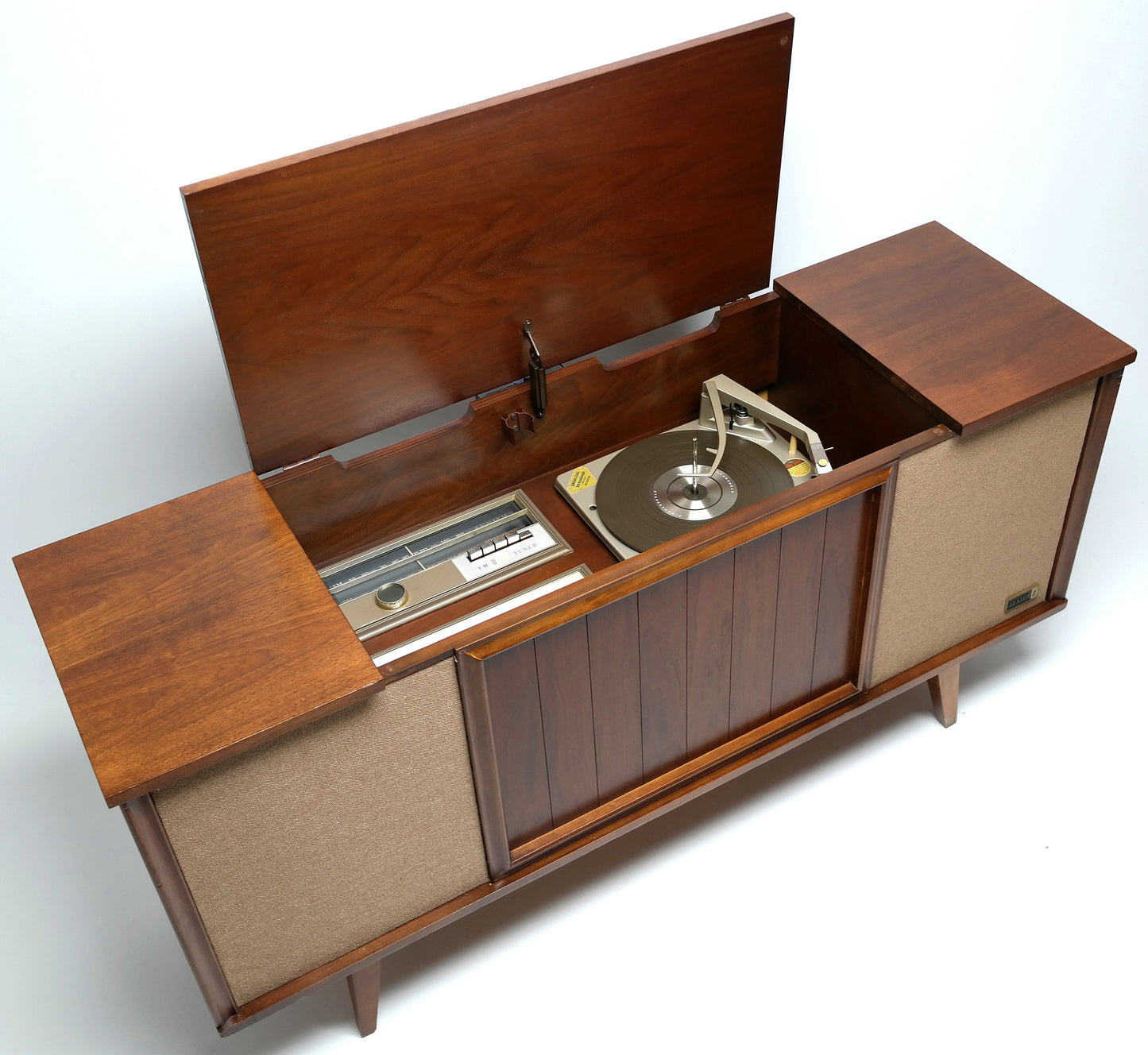 Mid Century Modern Stereo Zenith Console Record Changer - AM/FM- Tuner - Bluetooth The Vintedge Co.