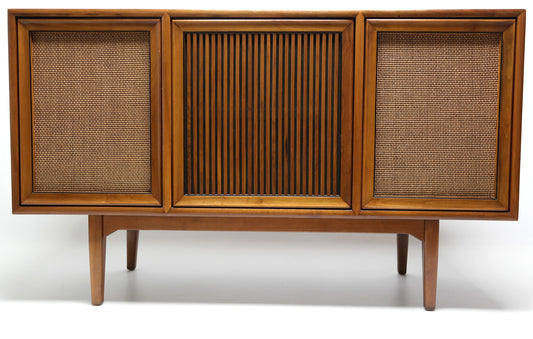 Mid Century Modern Stereo Console By Motorola Record Changer - AM/FM- Tuner - Bluetooth The Vintedge Co.