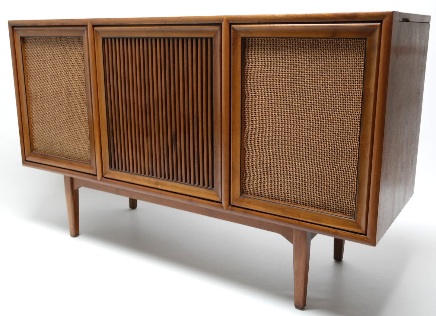 Mid Century Modern Stereo Console By Motorola Record Changer - AM/FM- Tuner - Bluetooth The Vintedge Co.