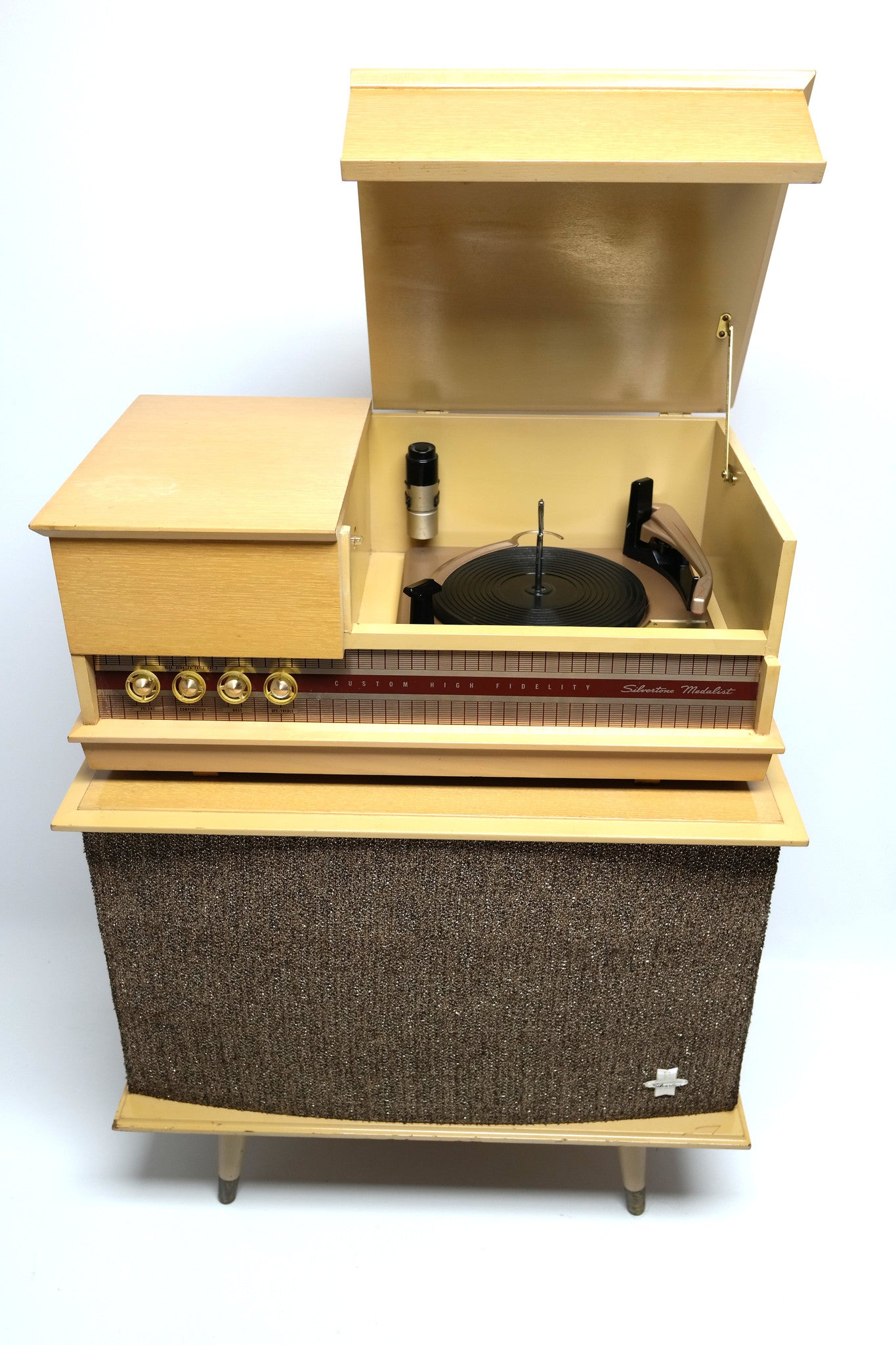 Mid Century Modern Silvertone Consolette Record Player and Bluetooth The Vintedge Co.