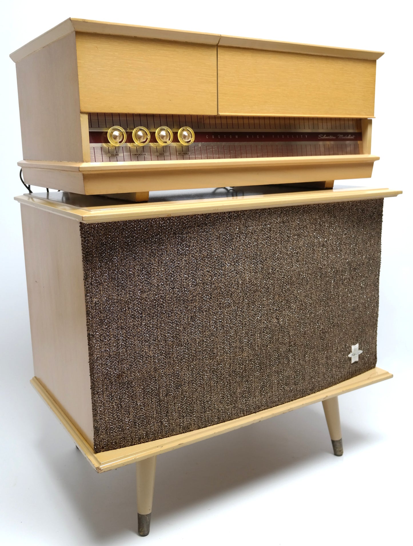 Mid Century Modern Silvertone Consolette Record Player and Bluetooth The Vintedge Co.