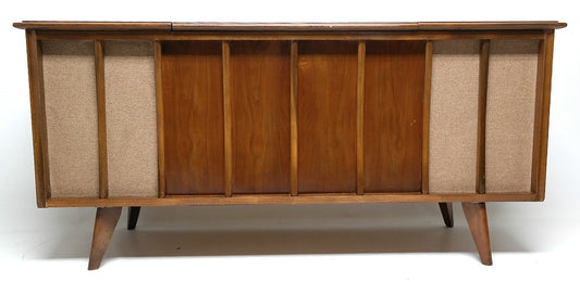 Mid Century Stereo Console  - Bluetooth -  FM Tuner - Record Changer FULLY RESTORED The Vintedge Co.