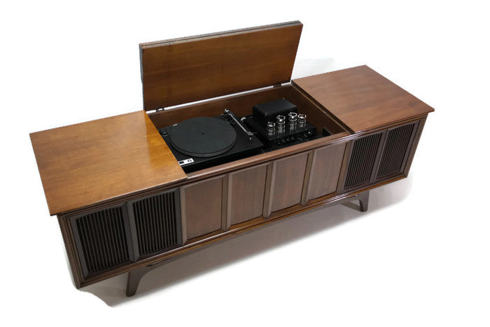 **SOLD OUT** The Vintedge Co™ - TURNTABLE READY SERIES™ - GE Stereo Cabinet Modern Turntable Record Player Console The Vintedge Co.