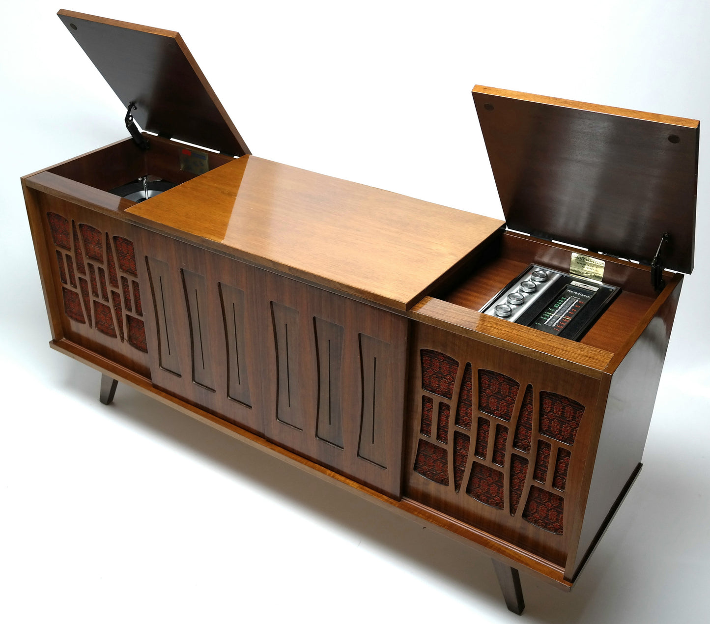 Mid Century Morse Console Record Player Changer - Bluetooth -  AM/FM Tuner The Vintedge Co.