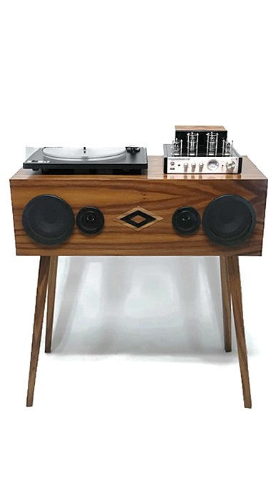 **SOLD OUT** VintedgeCo™ - EXCLUSIVE CUSTOM SERIES -  Mini-PREMIER™ Console Record Player in WALNUT - Turntable - Tube Amplifier - Bluetooth The Vintedge Co.