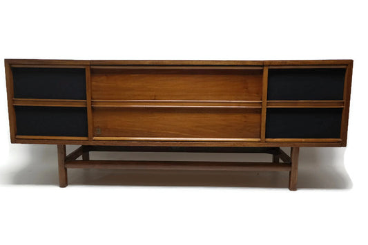 SOLD GE Long and Low Vintage 60's Record Changer Stereo Console - AM/FM Tuner - Bluetooth The Vintedge Co.