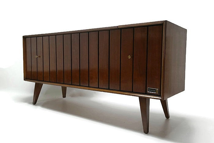 Zenith Stereo Console Louver doors Vintage Record Changer - AM/FM Tuner - Bluetooth The Vintedge Co.