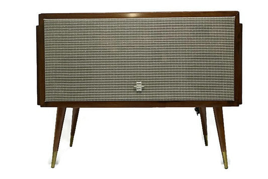 Mid Century Modern Silvertone Vintage Stereo Console - Record Changer - AM/FM Tuner - Bluetooth The Vintedge Co.