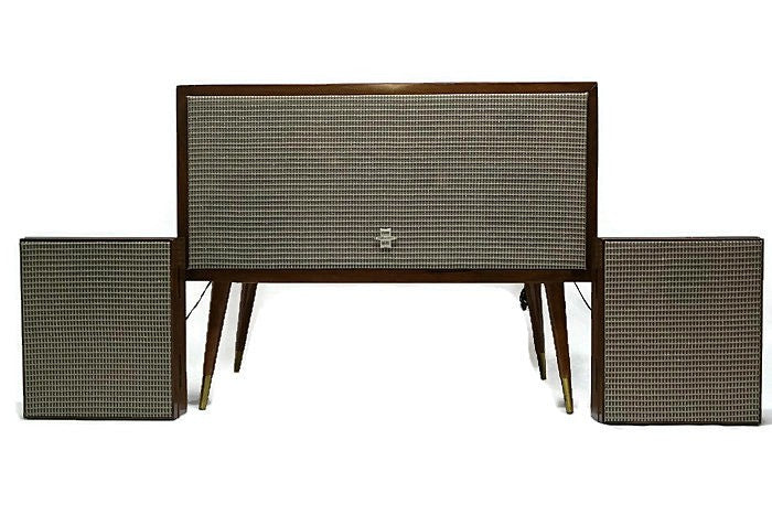 Mid Century Modern Silvertone Vintage Stereo Console - Record Changer - AM/FM Tuner - Bluetooth The Vintedge Co.