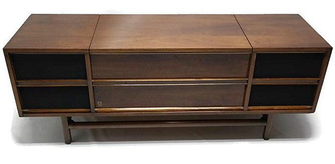 Mid Century Modern GE Long and Low Vintage Stereo Console - Record Player Changer - AM/FM Tuner - Bluetooth The Vintedge Co.