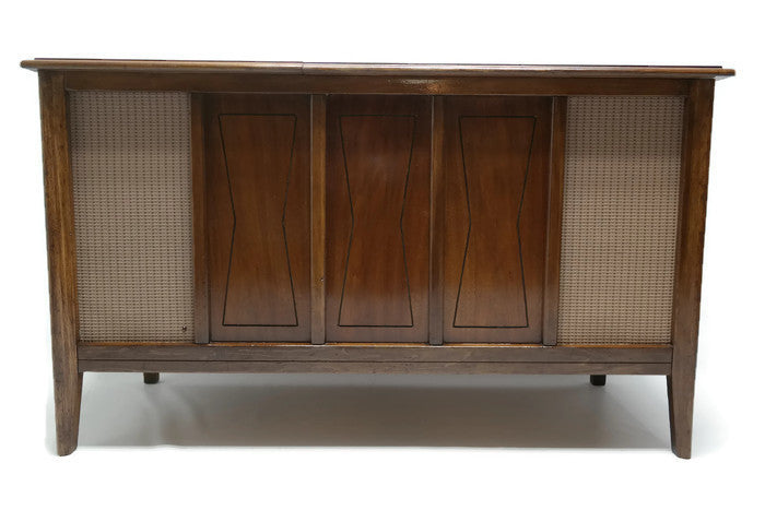SOLD - Airline Midsize Stereo Console Vintage Record Player with Changer - AM/FM Tuner - Bluetooth The Vintedge Co.