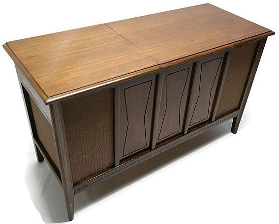 SOLD - Airline Midsize Stereo Console Vintage Record Player with Changer - AM/FM Tuner - Bluetooth The Vintedge Co.