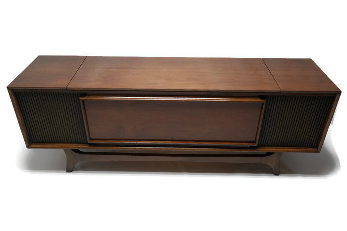 Mid Century Modern GE Super Long and Low Vintage Stereo Console - Record Player Changer - AM/FM Tuner - Bluetooth The Vintedge Co.