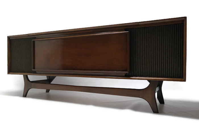 Mid Century Modern GE Super Long and Low Vintage Stereo Console - Record Player Changer - AM/FM Tuner - Bluetooth The Vintedge Co.