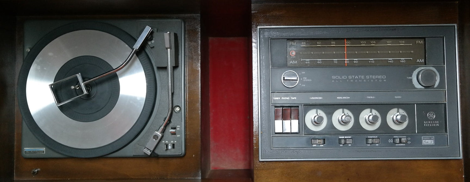 Mid Century Modern GE Vintage Stereo Console - Record Player Changer - AM/FM Tuner - Bluetooth The Vintedge Co.