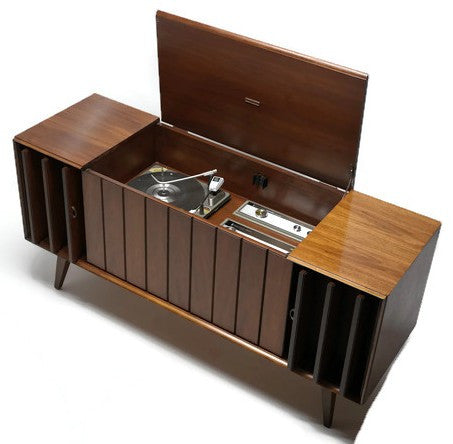 Zenith Stereo Console Louver doors Vintage Record Changer - AM/FM Tuner - Bluetooth The Vintedge Co.