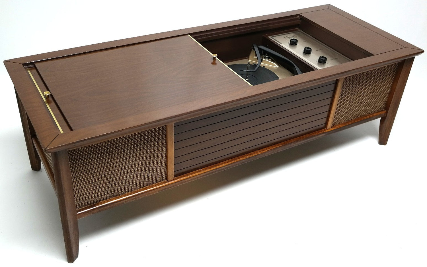 Mid Century Modern Coffee Table Stereo Console Record Changer - Bluetooth - Tube Amplifer The Vintedge Co.