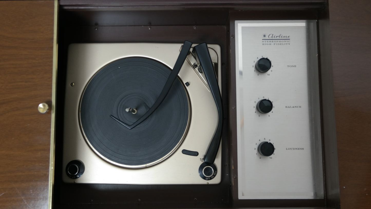 Mid Century Modern Coffee Table Stereo Console Record Changer - Bluetooth - Tube Amplifer The Vintedge Co.