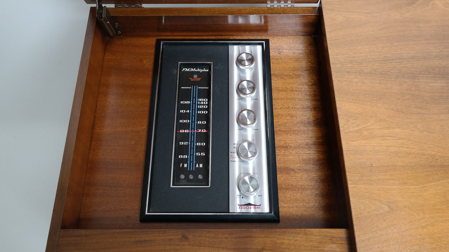 Mid Century Morse Stereo Console - Bluetooth -  AM/FM Tuner - Record Changer The Vintedge Co.