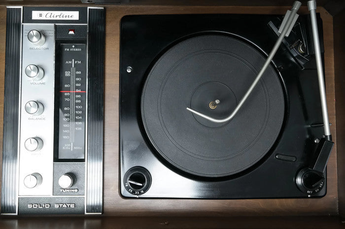 **SOLD OUT**  AIRLINE Vintage Small Petite Low Record Player Changer Stereo Console The Vintedge Co.