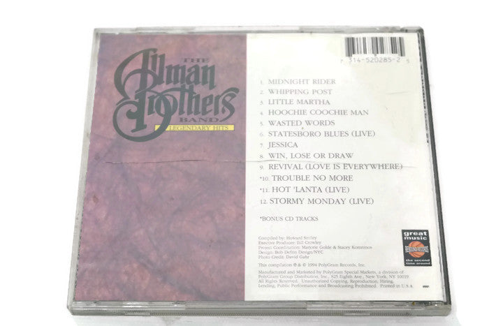 THE ALLMAN BROTHERS BAND - Compact Disc CD - LEGENDARY HITS The Vintedge Co.