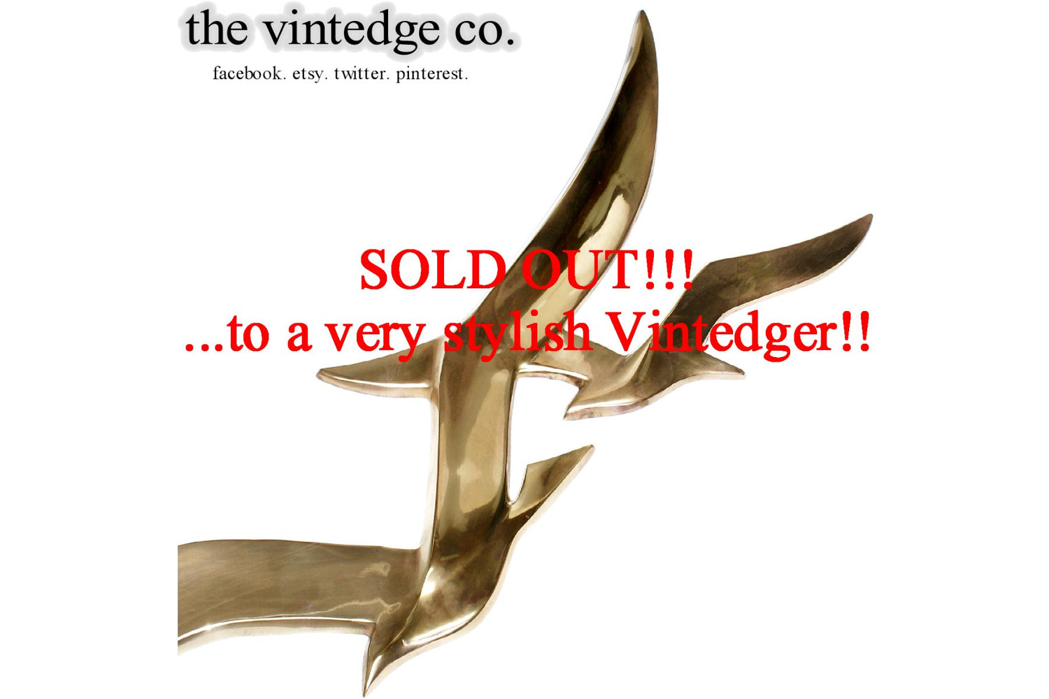 SOLD - Mid Century Brass Metal Seagulls The Vintedge Co.