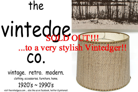 SOLD - MCM Burlap Lamp Shade The Vintedge Co.