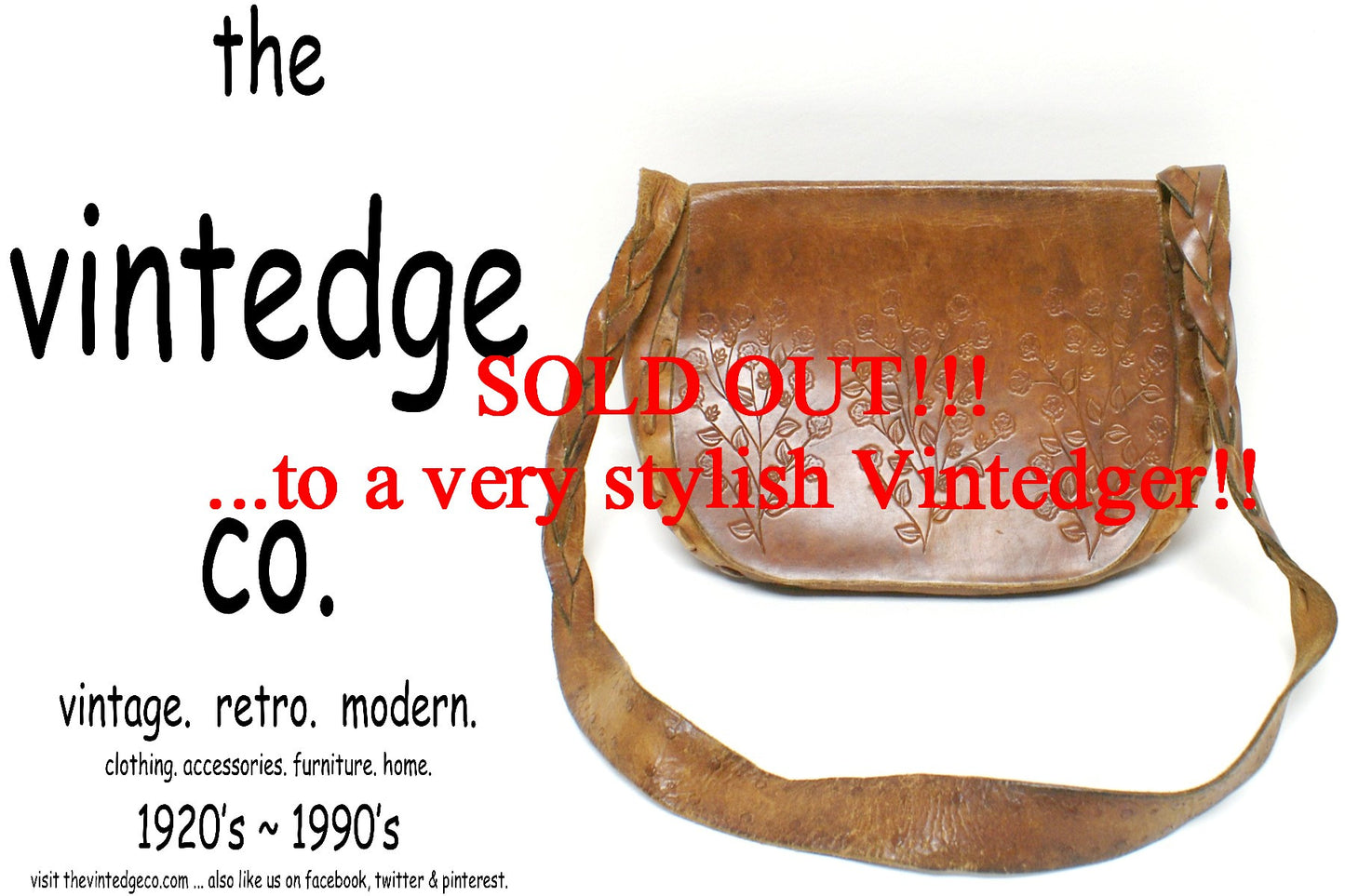 SOLD - Vintage 60s Tooled Purse The Vintedge Co.