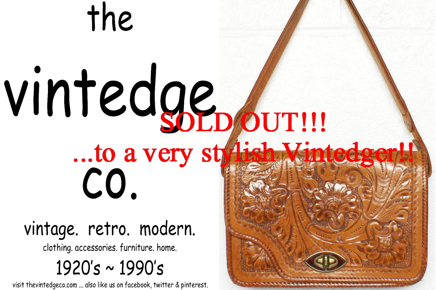 SOLD - 60s Vintage Tooled Purse The Vintedge Co.
