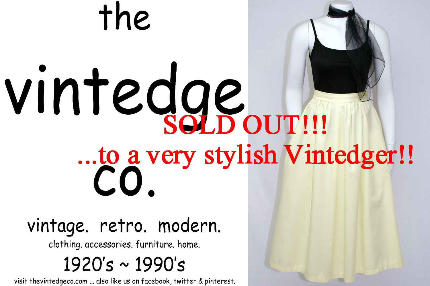 SOLD - Vintage 50's Yellow Skirt The Vintedge Co.