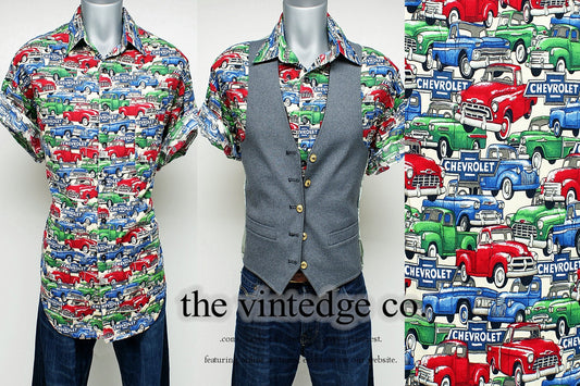 SOLD | 40s 50s 60s Retro Greaser Trucks Cars Shirt  XXL The Vintedge Co.