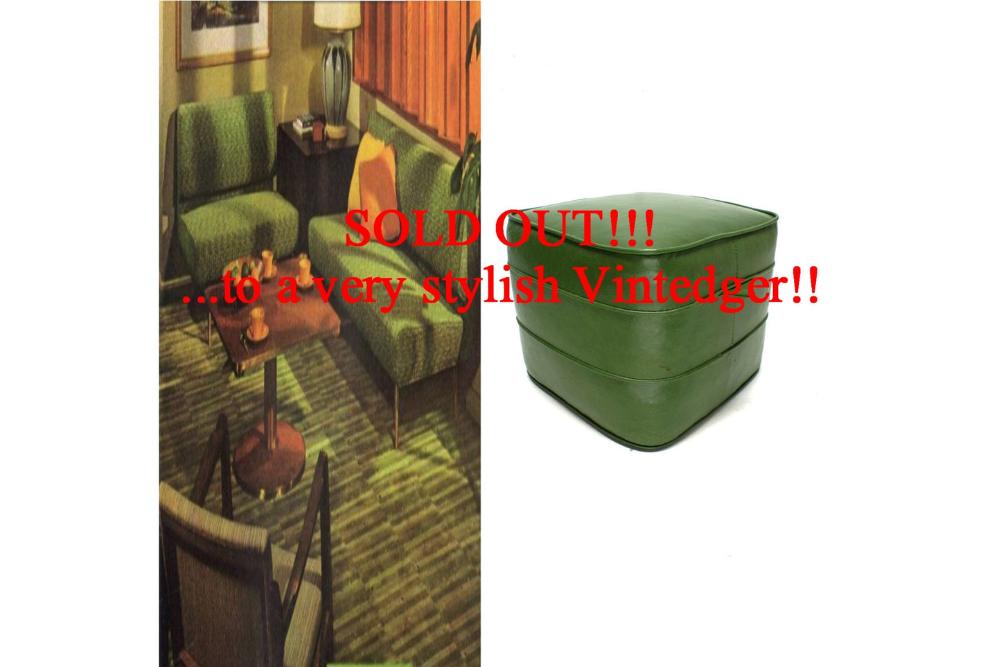 SOLD - MCM Green Ottoman The Vintedge Co.