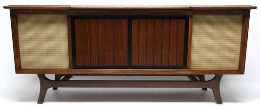 MCM Silvertone STEREO - 60's - Mid Century Console Record Player - Bluetooth iPod iPhone Android Input AM/FM Tuner The Vintedge Co.