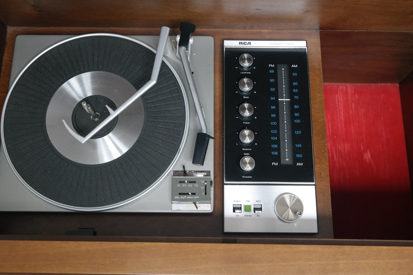Mid Century RCA Stereo Console + Bluetooth Record Player + Tuner AM/FM  Stereo The Vintedge Co.