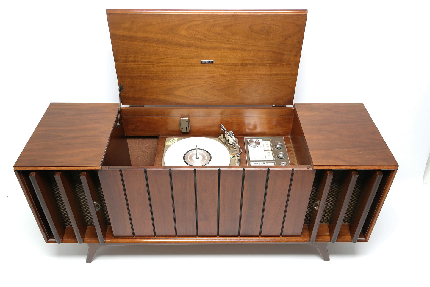 Mid Century Modern Zenith STEREO CONSOLE- 60's - Record Player - Bluetooth - AM FM Tuner The Vintedge Co.