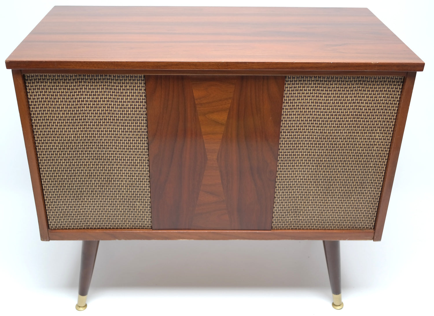 Mid Century Delmonico Stereo Console + Bluetooth Record Player + Tuner AM/FM Small Console Stereo The Vintedge Co.