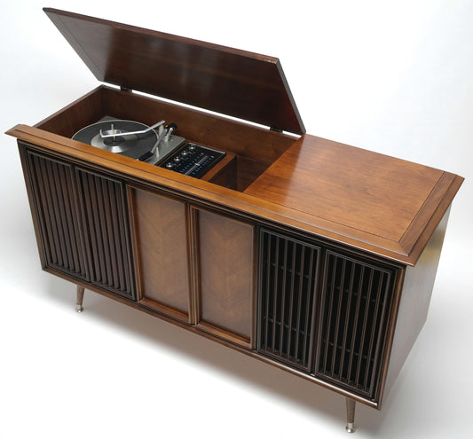 Mid Century RCA Stereo Console + Bluetooth Record Player + Tuner AM/FM  Stereo The Vintedge Co.