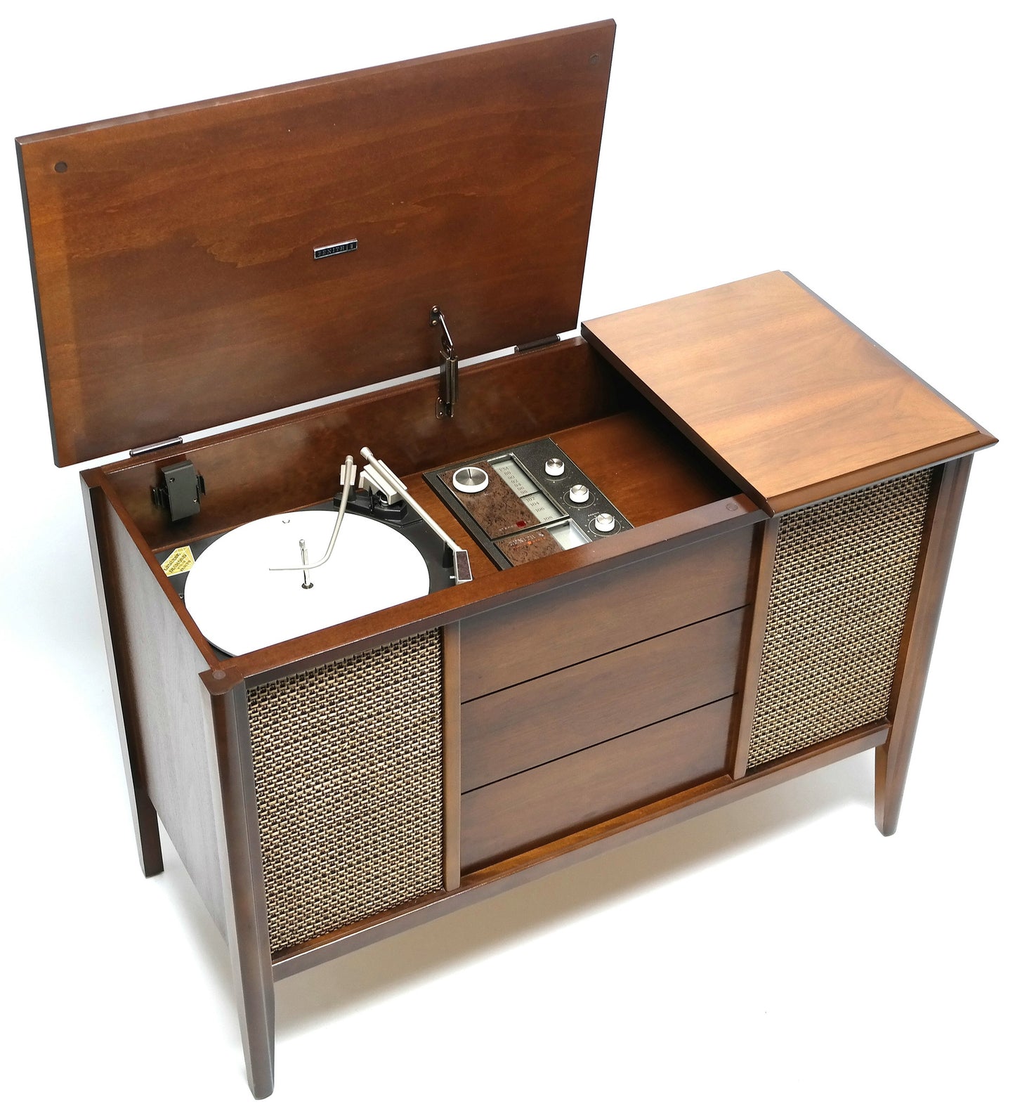 VINTAGE Mid Century Zenith Mini Stereo Console Bluetooth iPod iPhone Android Input MINI Record Player The Vintedge Co.