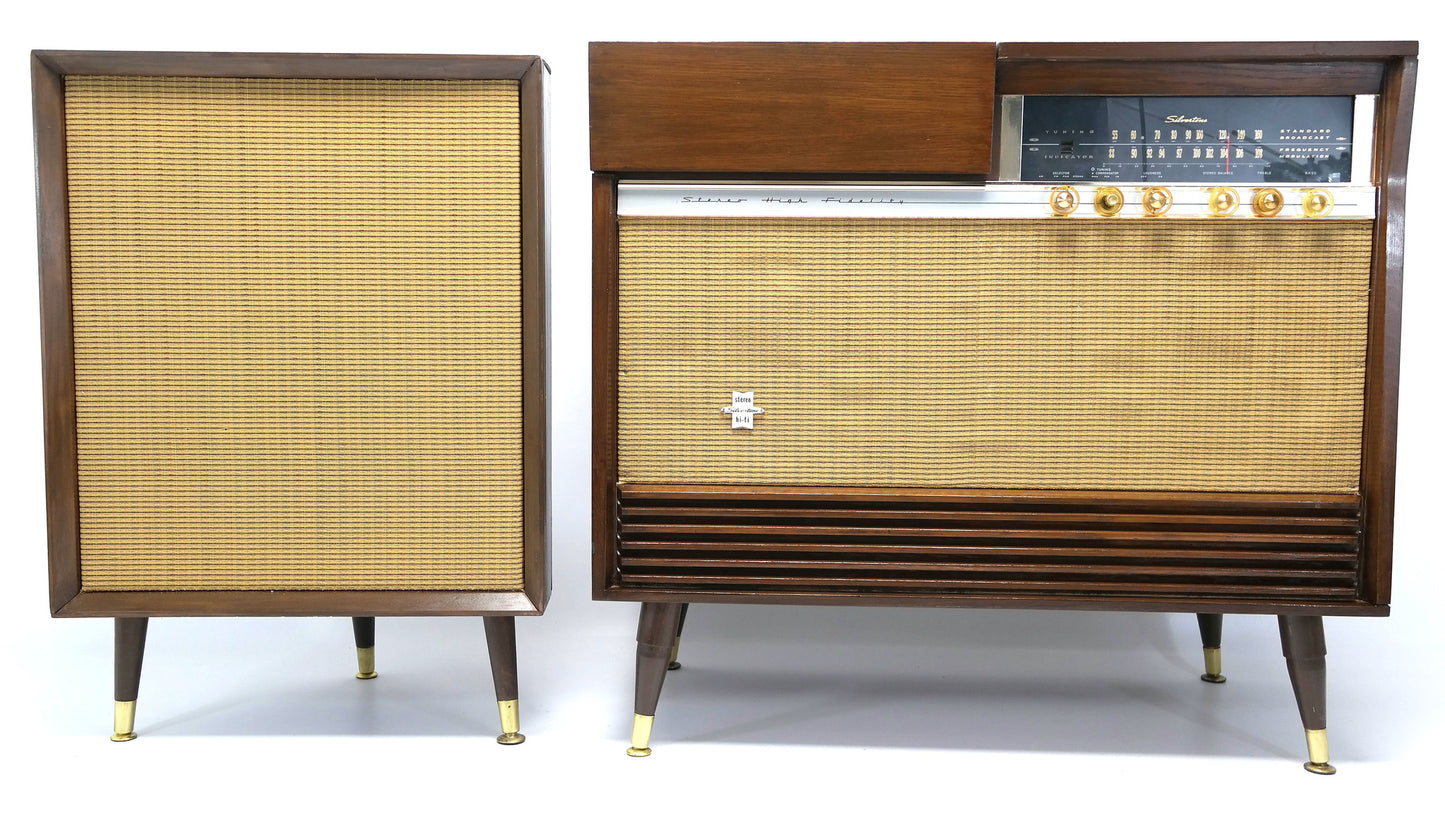 Mid Century Modern STEREO CONSOLETTE - 60's - Record Player - Bluetooth - AM/FM Tuner The Vintedge Co.