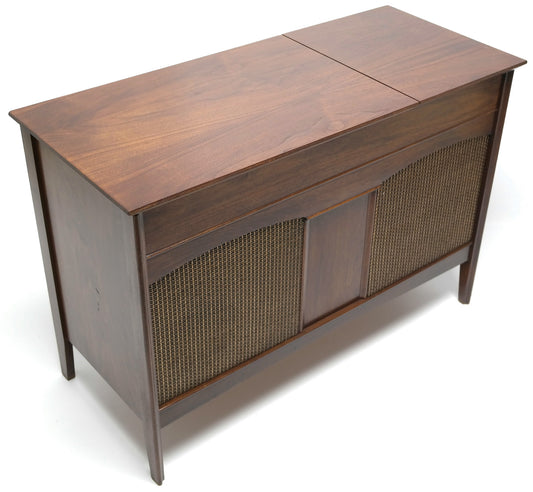 Mid Century Stereo Console + Bluetooth Record Player + Tuner AM/FM Small Console Stereo The Vintedge Co.