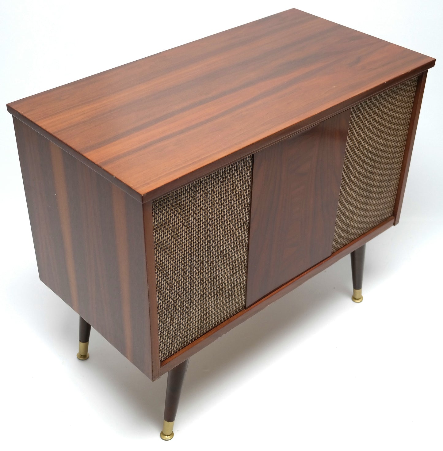 Mid Century Delmonico Stereo Console + Bluetooth Record Player + Tuner AM/FM Small Console Stereo The Vintedge Co.