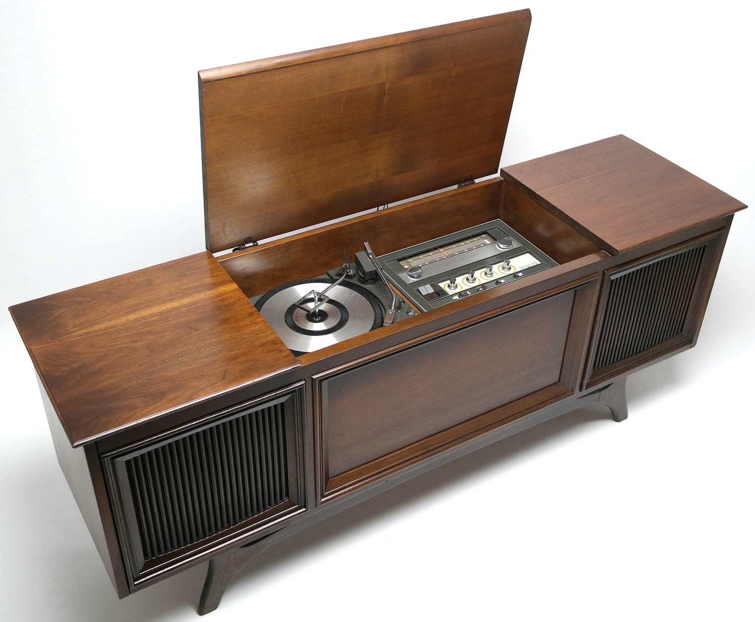 Mid Century Modern GE Stereo Console Record Player - AM / FM Tuner - Bluetooth The Vintedge Co.