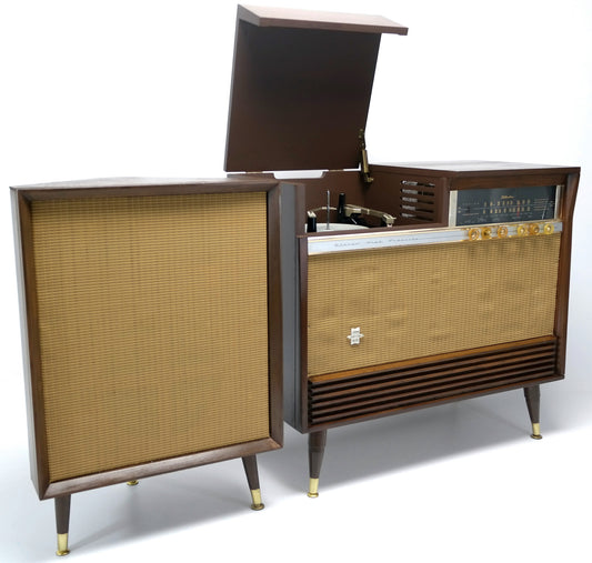 Mid Century Modern STEREO CONSOLETTE - 60's - Record Player - Bluetooth - AM/FM Tuner The Vintedge Co.