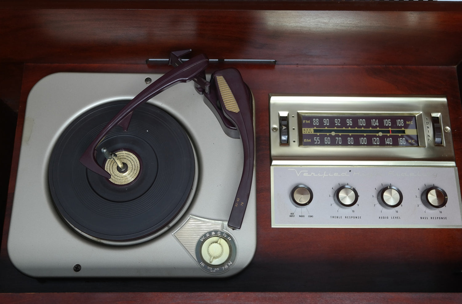 Mid Century Modern STEREO CONSOLE - 50's - Mid Century Webcor Ravinia Coronet Record Player - Bluetooth - AM FM The Vintedge Co.